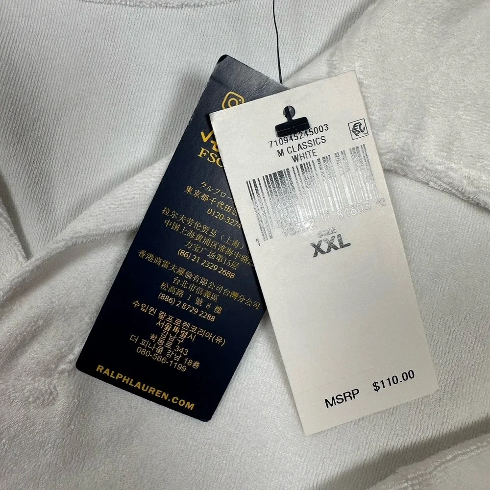 Polo Ralph Lauren Shirt Mens XXL White Terry Cloth Short Sleeve Preppy Outdoor